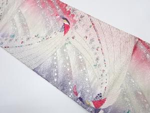 孔雀模様織り出し 暈し 袋帯